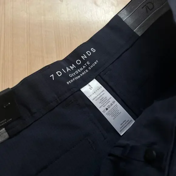 7 Diamonds Oxygenate 7" Short Men Size 31 Navy Golf Stretch NWT